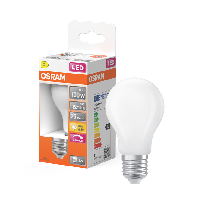 LED Superstar Classic A 100 Filament DIM 11W 827 Frosted E27 Combinatiefoto = Product Beauty Shot + Verpakkingsafbeelding
