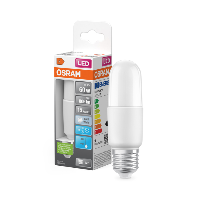 LED STAR STICK 60 FR 8 W/4000 K E27  Yhdistelmäkuva = Product Beauty Shot + pakkauskuva