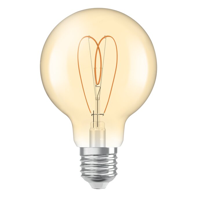 Vintage 1906 Globe 80 60 Heart Filament DIM 8W 922 Gold E27 white, upright