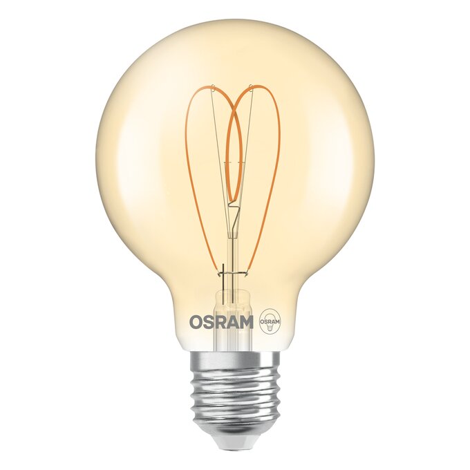 Vintage 1906 Globe 80 60 Heart Filament DIM 8W 922 Gold E27 white, upright, OSRAM logo