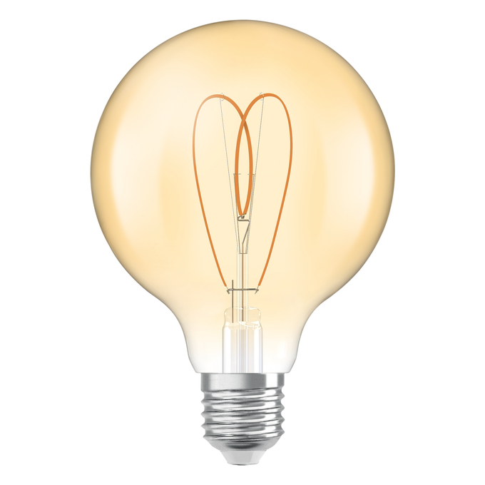 Vintage 1906 Globe 95 60 Heart Filament DIM 8W 922 Gold E27 white, upright