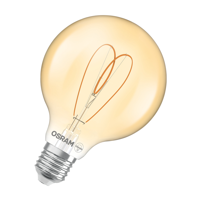 Vintage 1906 Globe 95 60 Heart Filament DIM 8W 922 Gold E27 white, diagonal, OSRAM logo