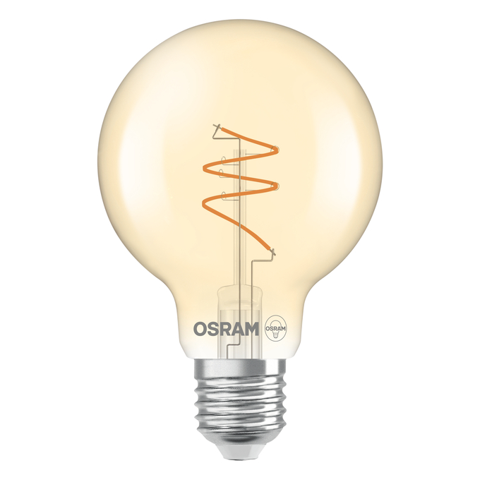 Vintage 1906 Globe 80 40 Spiral Filament DIM 4.9W 922 Gold E27 white, upright, OSRAM logo