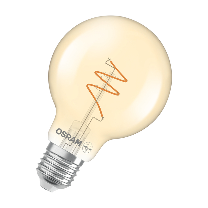 Vintage 1906 Globe 80 40 Spiral Filament DIM 4.9W 922 Gold E27 white, diagonal, OSRAM logo
