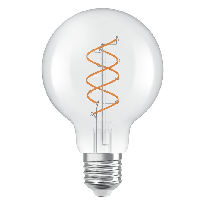 Vintage 1906 Globe 80 60 Spiral Filament DIM 7.2W 927 Clear E27 white, upright