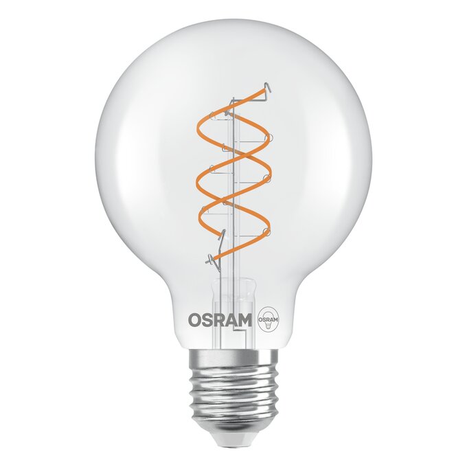 Vintage 1906 Globe 80 60 Spiral Filament DIM 7.2W 927 Clear E27 white, upright, OSRAM logo