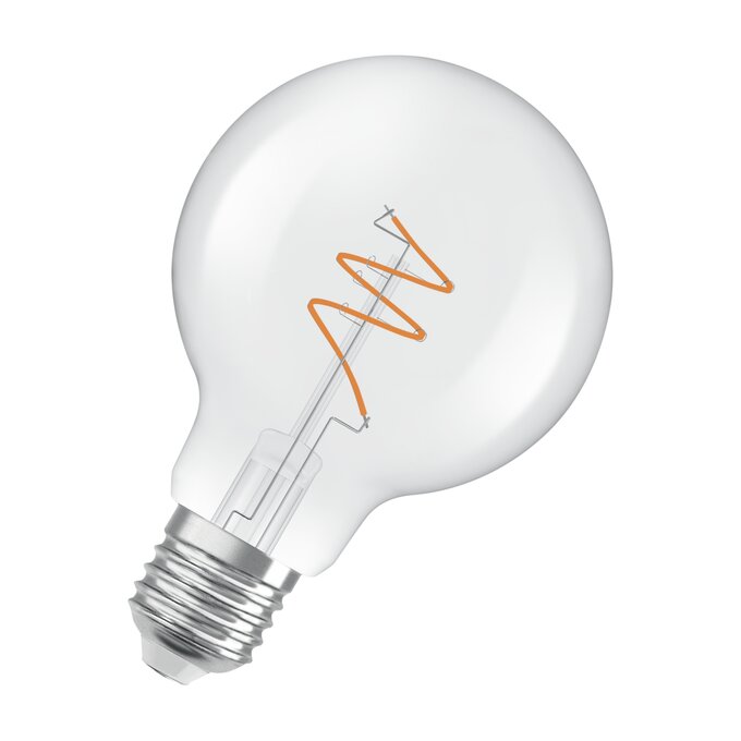 Vintage 1906 Globe 80 40 Spiral Filament DIM 4.6W 927 Clear E27 white, diagonal