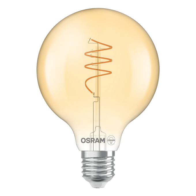 Vintage 1906 Globe 95 40 Spiral Filament 3.4W 827 Gold E27 white, upright, OSRAM logo
