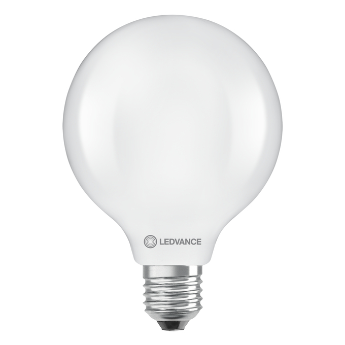 LED Classic Globe 125 100 Filament Energy efficiency class A S 7.2W 865 Frosted E27 white, upright, LEDVANCE logo