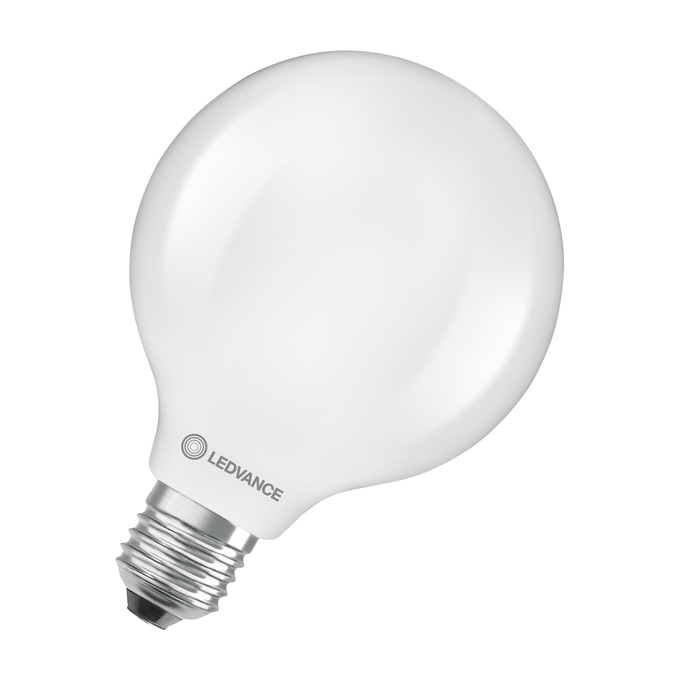 LED Classic Globe 125 100 Filament Energy efficiency class A S 7.2W 865 Frosted E27 white, diagonal, LEDVANCE logo