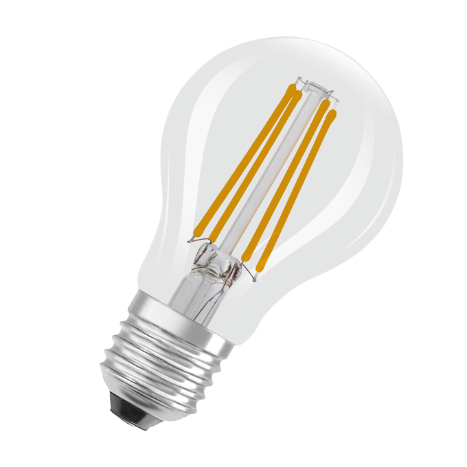 LED Classic A 40 Filament DIM Energy efficiency class A S 2.2W 827 Clear E27 white, diagonal