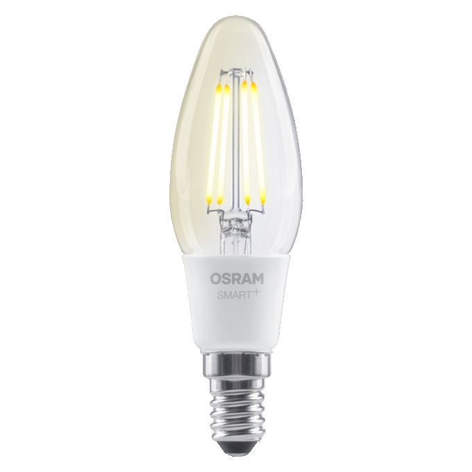 SMART+ MATTER Filament Dimmable Classic B40 4W 827 E14 white, upright, OSRAM logo