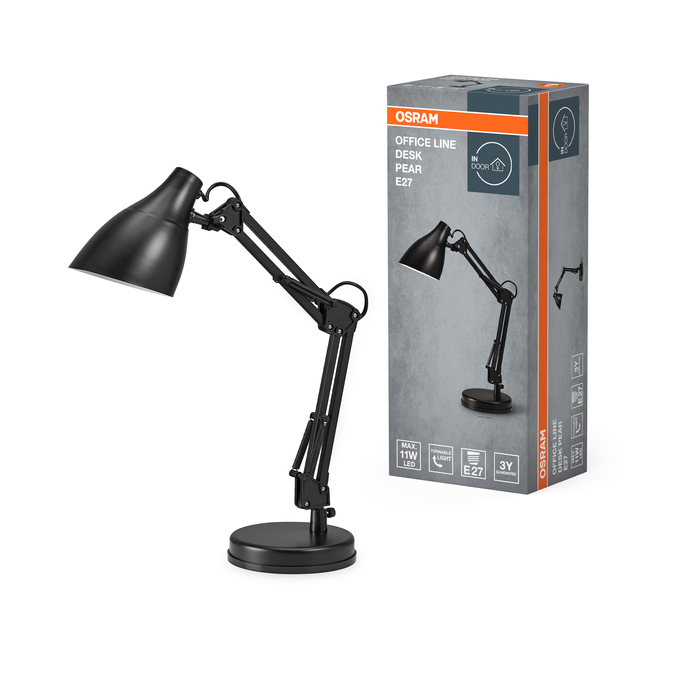 Office Line Desk Pear E27 Black Scatto combinato = Scatto Product Beauty + immagine della confezione