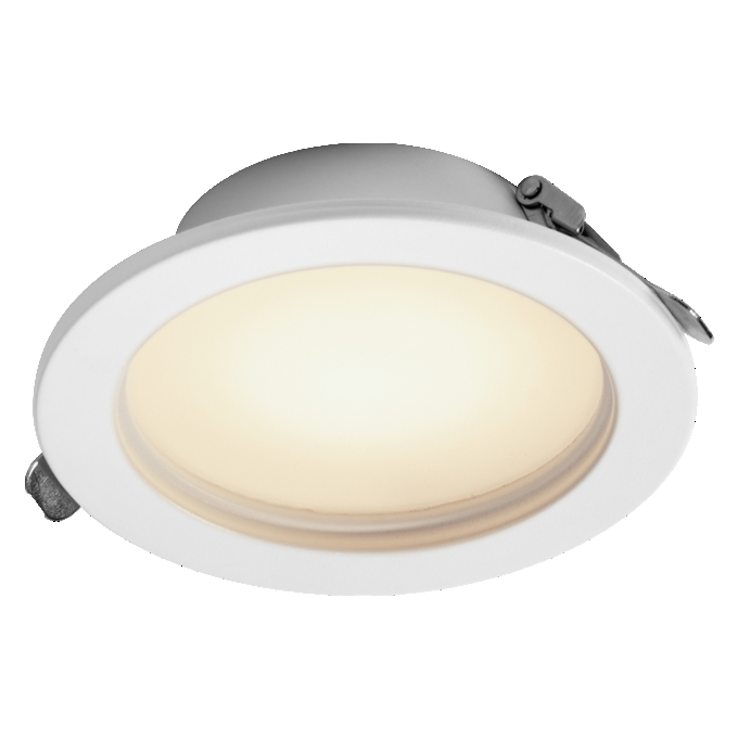 LED Downlight Set IP44 Dim Slim 120mm 8W Metal 830 White white, upright, sw. on
