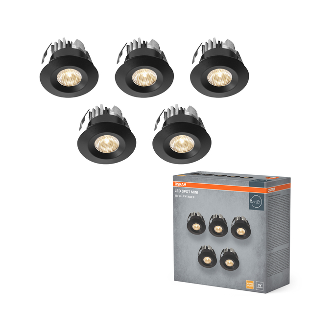 LED Mini Spot Set 6W 830 120° Black Yhdistelmäkuva = Product Beauty Shot + pakkauskuva