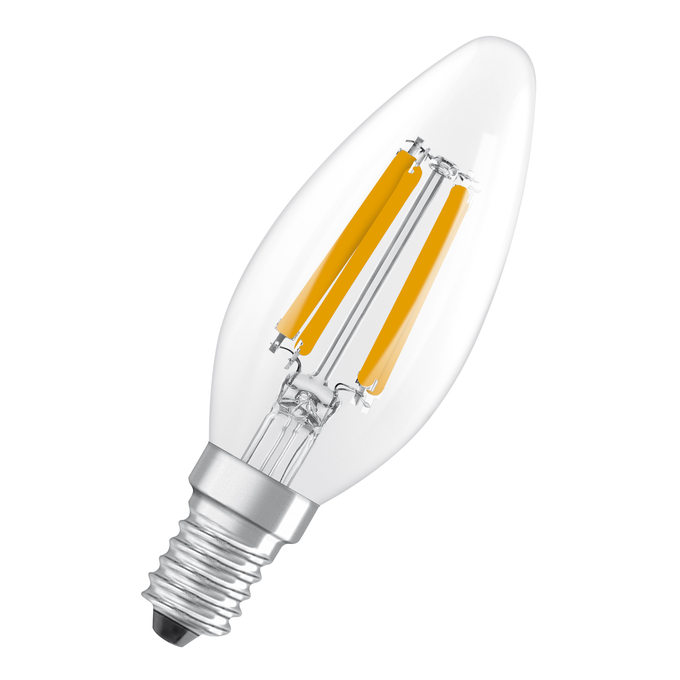 LED Classic B 60 Filament Energy efficiency class A S 3.8W 827 Clear E14 white, diagonal