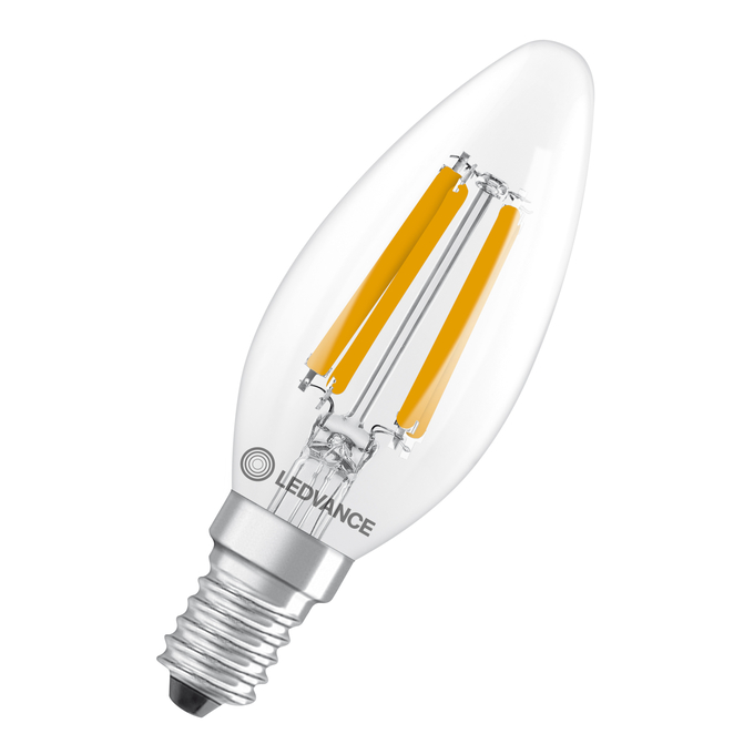 LED Classic B 40 Filament DIM Energy efficiency class B S 2.5W 827 Clear E14