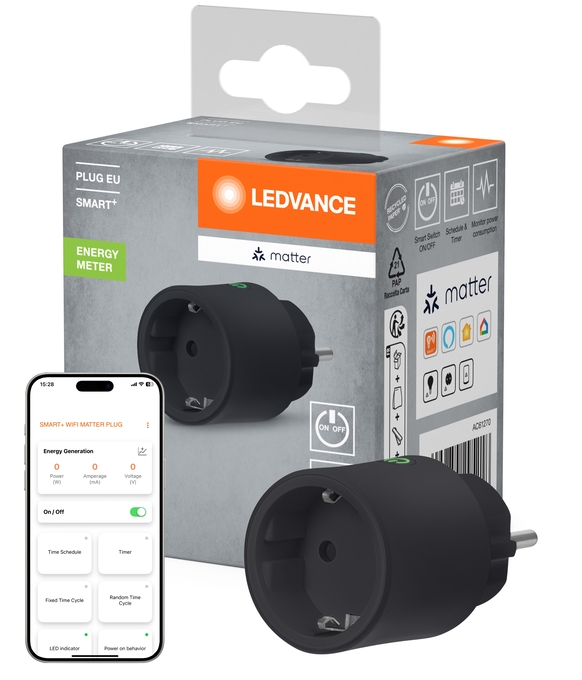 SMART+ MATTER Plug EU Black Combo Shot = Product Beauty Shot + Packaging Image