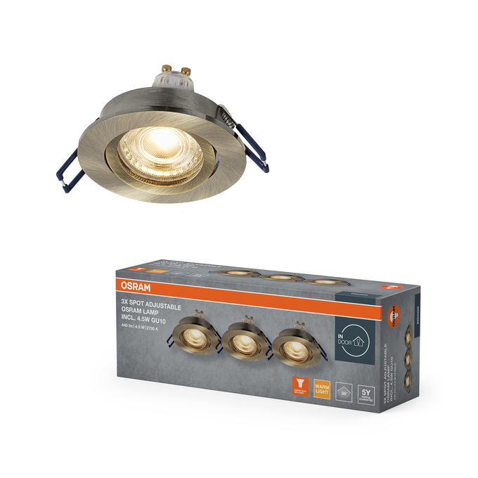 Spot Set Recess GU10 Adjustable Click 4.5W 827 Green Brass Scatto combinato = Scatto Product Beauty + immagine della confezione