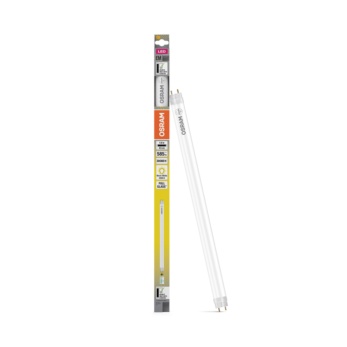 LED TUBE T8 15 EM 438 mm 4.8W 830 Combo Shot = Product Beauty Shot + Packaging Image