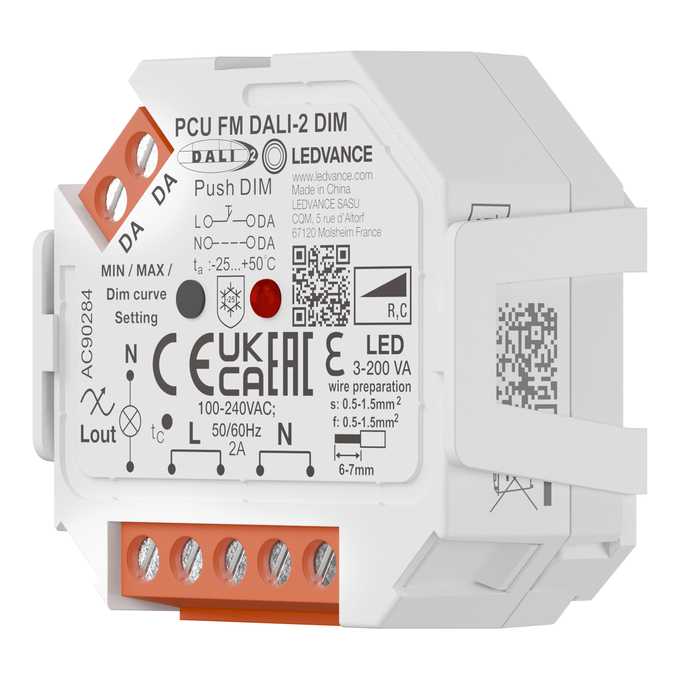 PUSH CONTROL UNIT FM DALI-2 DIM white, diagonal