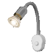 Plug Tube Flex GU10 Satin Nickel EU Plug white, upright, sw. on (thumbnail)