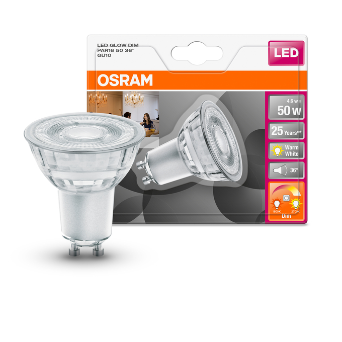 SST PAR 16 50 36 ° 4.5 W/2700 K GU10  Scatto combinato = Scatto Product Beauty + immagine della confezione