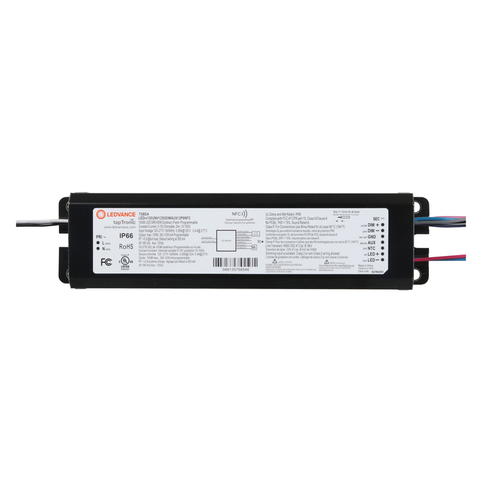 LED NFC PROGRAMMABLE DRIVER OUTDOOR 100W UNV 1250mA DIM AUX12 IP65 white, horizontal