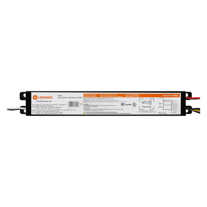 LED NFC PROGRAMMABLE DRIVER LINEAR 36W UNV 1000mA DIM1 AUX12  white, horizontal