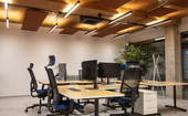 Modern office lighting in a historic building