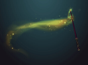 Magic wand with spell.